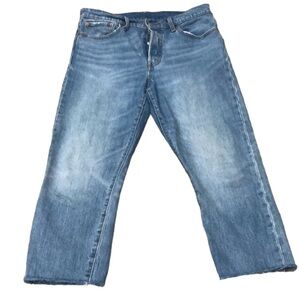 Levi Cropped Cut Off Straight Leg Jeans Size 30 High Rose Light Blue Button Fly